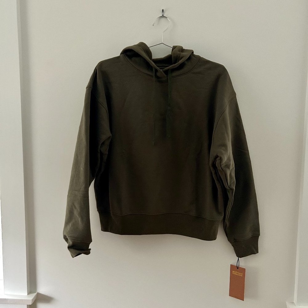 girlfriend collective 50/50 Olive Green Pullover Hoodie in EUV